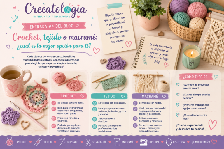 Crochet, tejido o macramé: ¿cuál es la mejor opción para ti?