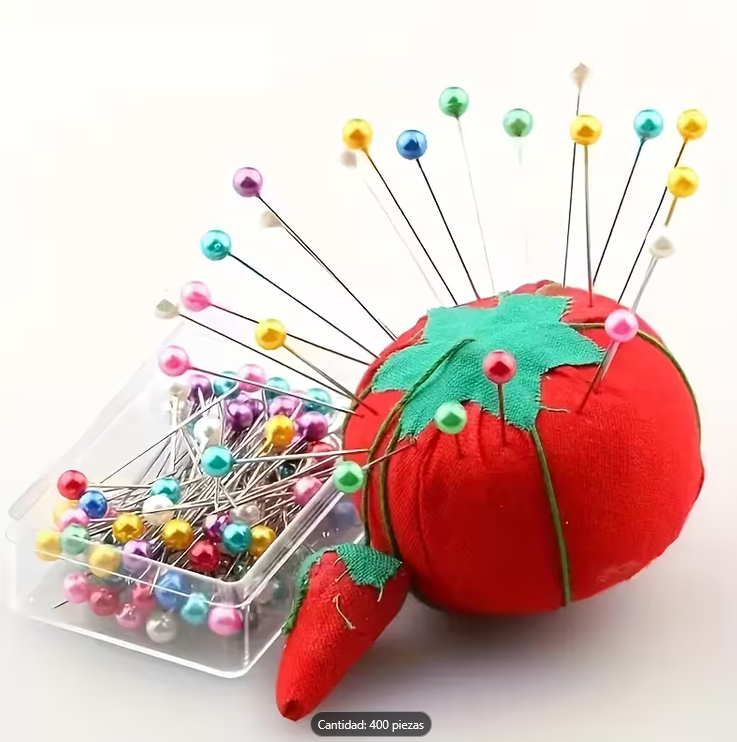 Alfileres de coser metálicos con cuentas de colores mixtos - Imagen 3