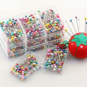 Alfileres de coser metálicos con cuentas de colores mixtos