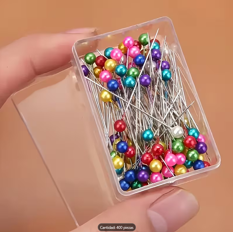 Alfileres de coser metálicos con cuentas de colores mixtos - Imagen 4