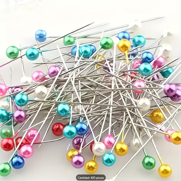 Alfileres de coser metálicos con cuentas de colores mixtos - Imagen 5