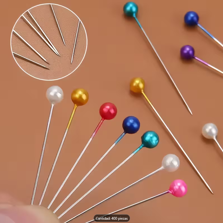 Alfileres de coser metálicos con cuentas de colores mixtos - Imagen 6